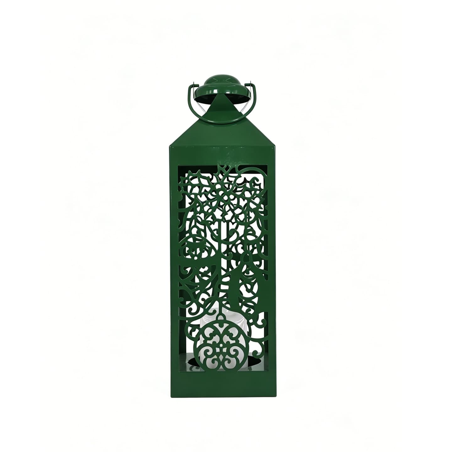 Cross-Border Factory Wholesale Green Patterned Hollow Wind Lanterns, Iron Candle Holders, Christmas and St. Patrick's Day Decorations, Custom-Made