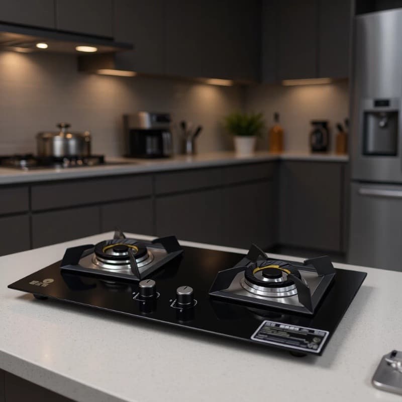Household High-Fire Natural Gas Stove, Tabletop and Built-in Dual Burner with Smart Flameout Protection, Gas Stove Wholesale