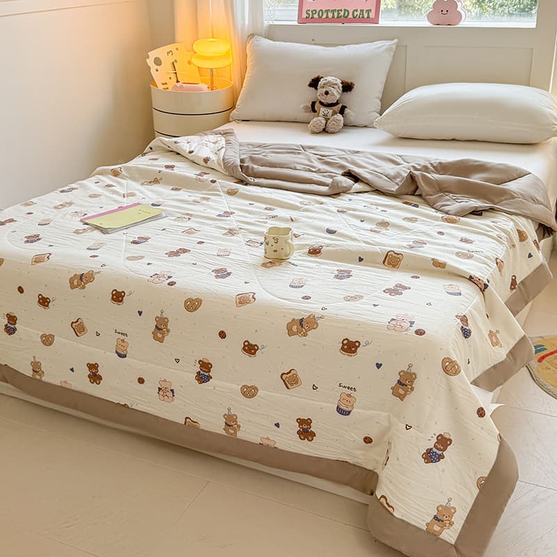 Factory Direct Cartoon Ultra-Soft Washable Cotton Summer Cool Blanket, Skin-Friendly Breathable, Wholesale/Dropshipping