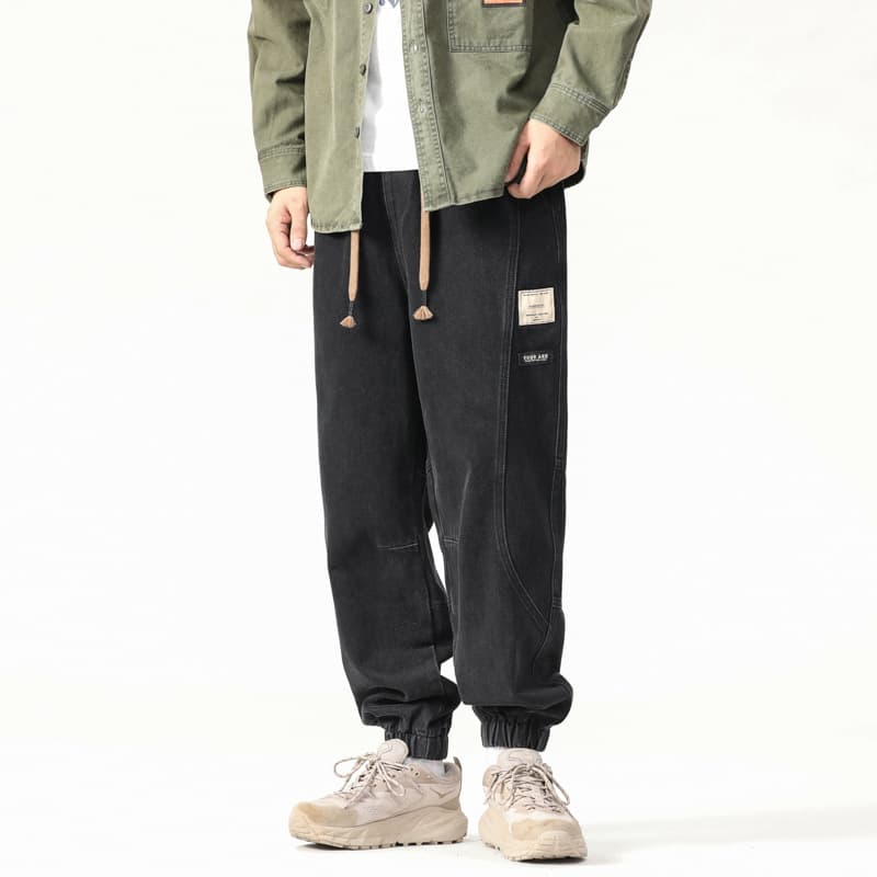 American heavy spring jeans for men 2025 new loose leg overalls men's retro washed men's pants