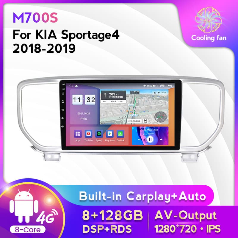 For Kia Sportage 4 2018-2019 Android Large Screen Car Navigation 8+128