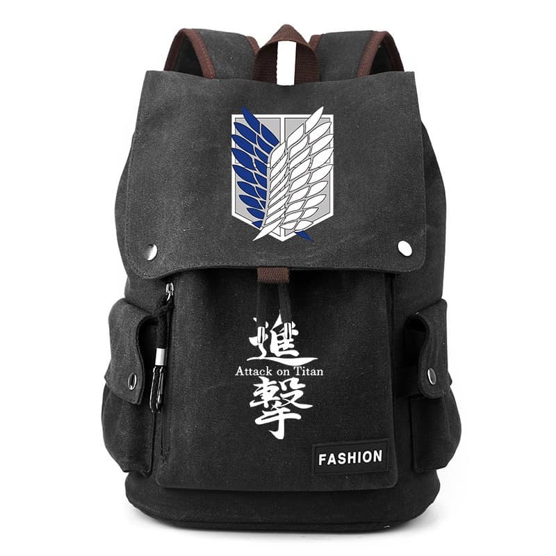 Attack on Titan Backpack, Anime Student Double Shoulder Bag, Cartoon Wings of Freedom Canvas Bag for Middle and High School