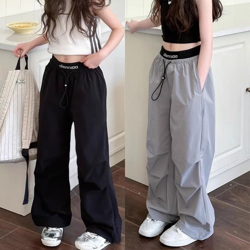Girls' Summer Thin Quick-Dry Cargo Pants, Slim Fit, Stylish, Mosquito-Proof Straight-Leg Pants for Older Kids