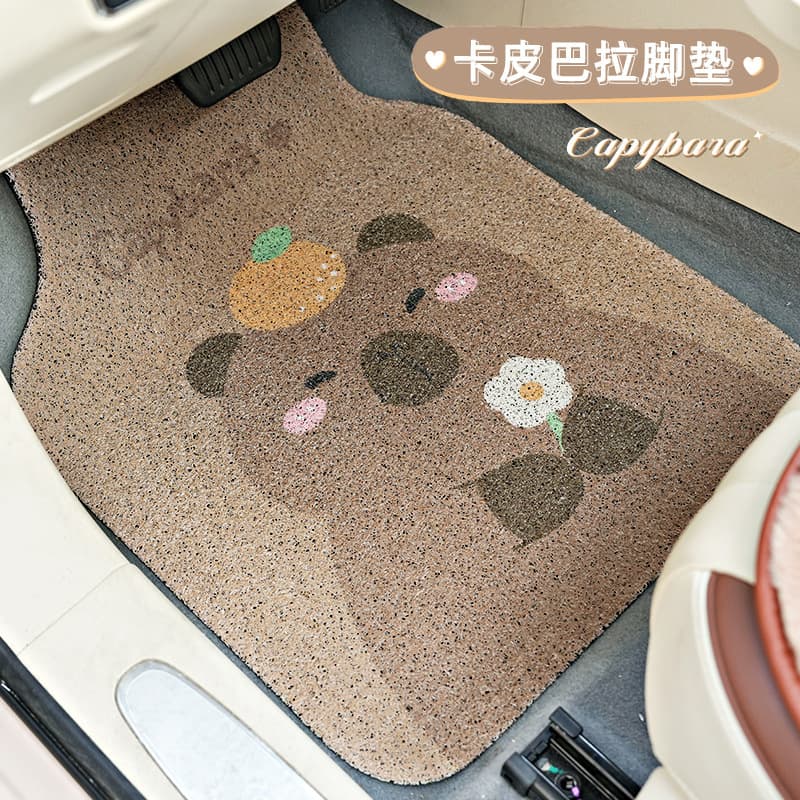 Cartoon car floor mats Kapibara car floor mats wire rings wear-resistant and dirt-resistant car floor mats universal and cuttable