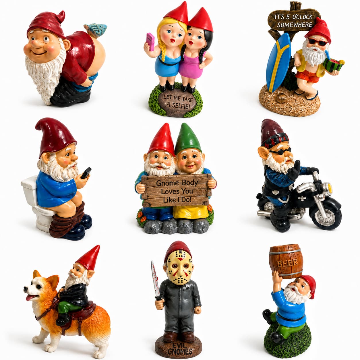 Christmas Gift Garden Ornament Gnome Resin Craft Cartoon Dwarf Statue White Beard Old Man