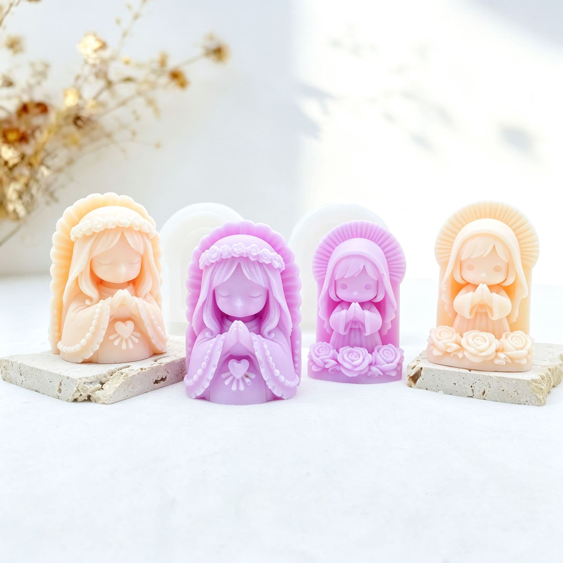 Cross-border Prayer Girl Candle Silicone Mold DIY Prayer Girl Flower Angel Aromatherapy Candle Resin Cake Mold