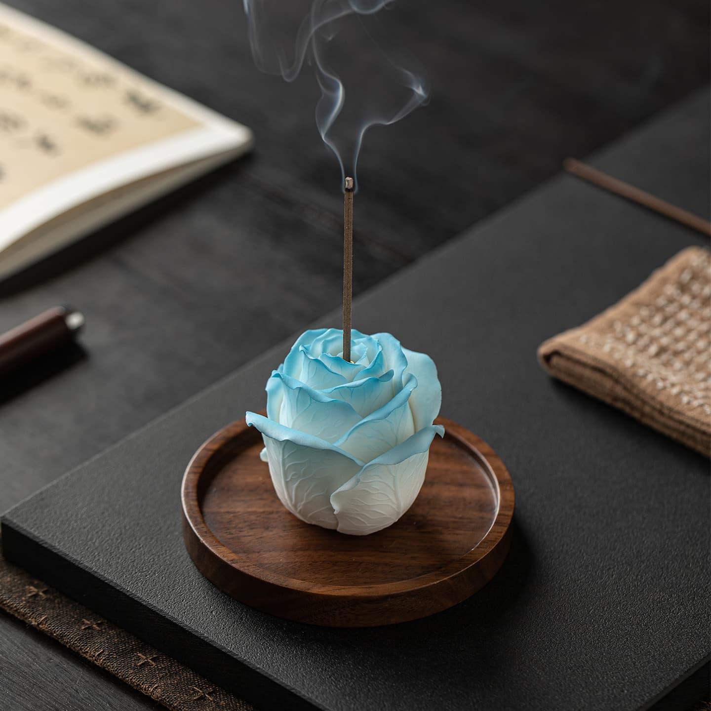 Ceramic Succulent Cabbage Incense Burner, Handmade Flower Incense Holder, Zen Incense Burner, Tea Ceremony Desktop Decoration Incense Tool