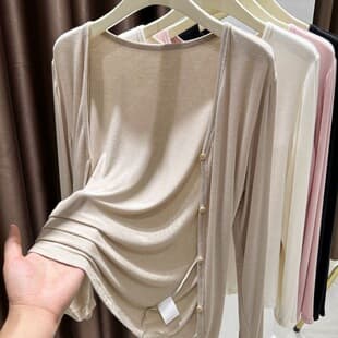 High Quality Genuine 20% Tencel Lyocell Tencel Breeze Cardigan V-Neck Thin Sun Protection Long Sleeve Cardigan