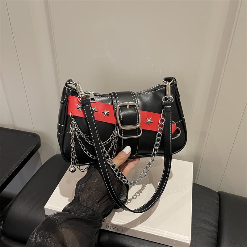 Retro Motorcycle Style Shoulder Bag 2026 Summer New Small Square Bag Fashion Chain Women's Bag Trendy Versatile Crossbody Bag