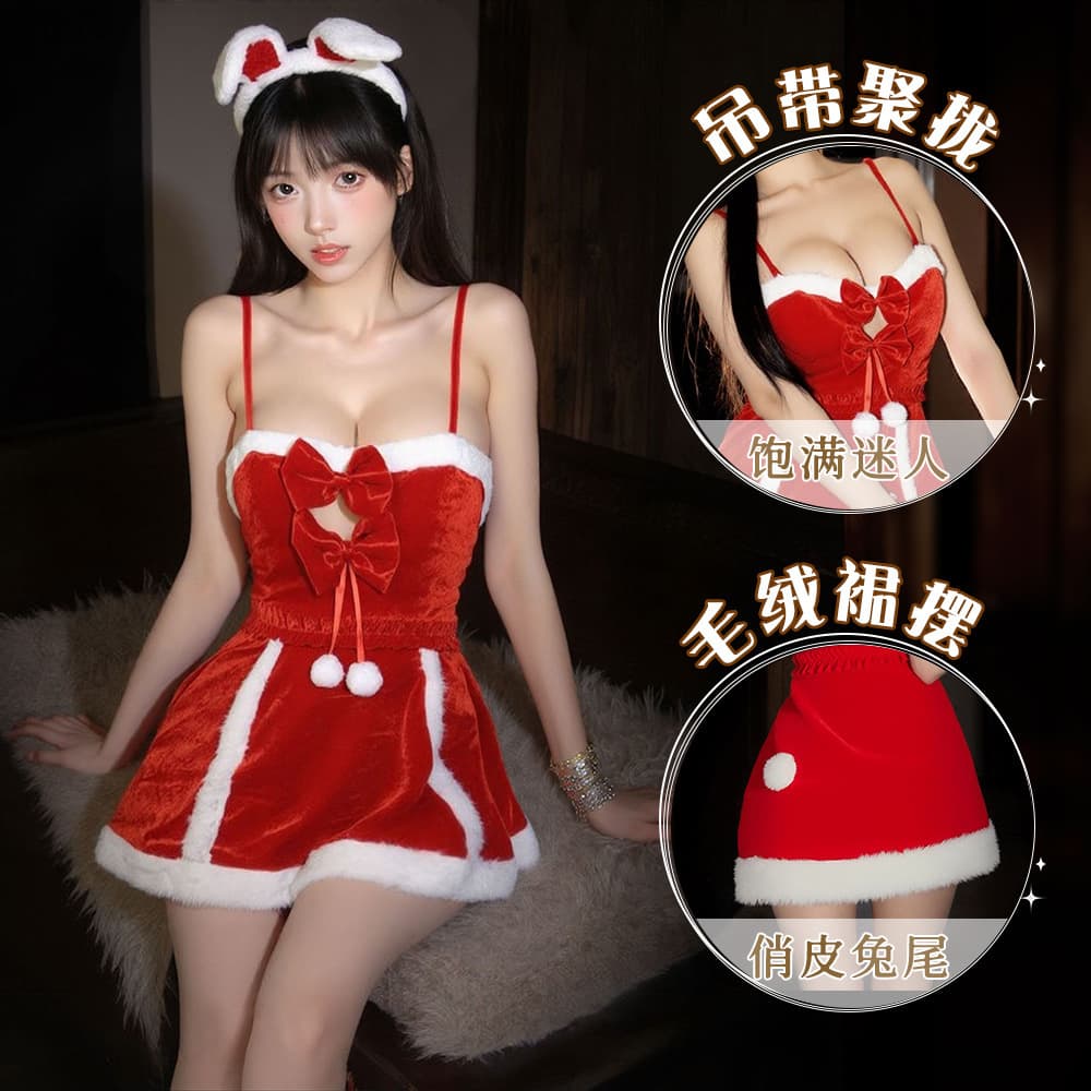Fantasy Christmas Shirt, Sexy Lingerie, Sexy Red Velvet Nightgown, New Year's Ball Role Play, Pure Desire Suit