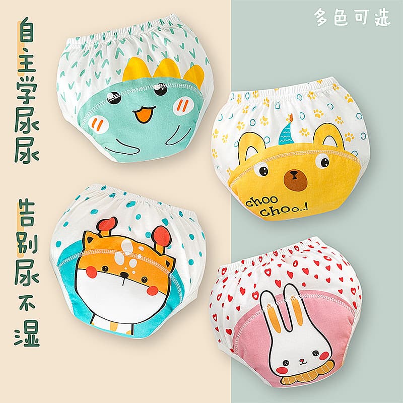Boys and Girls Potty Training Pants, Summer Pure Cotton Baby and Child Diaper Pants, Washable Waterproof Anti-Leakage Pants to Quit Diapers