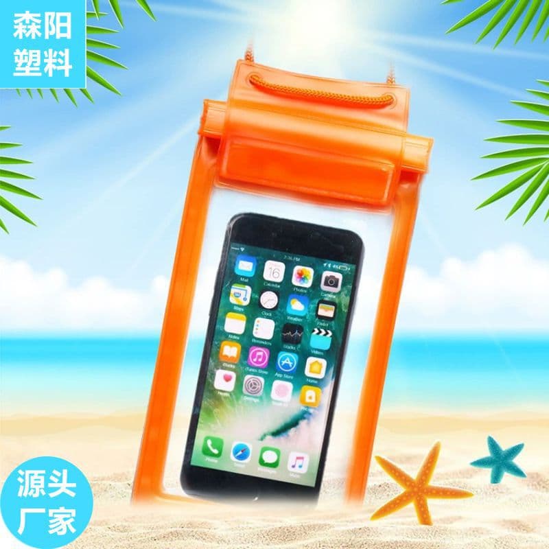 Three-Zipper Waterproof Phone Bag for Swimming and Rafting, Plastic Storage Pouch for Up to 7.2-Inch Phones
