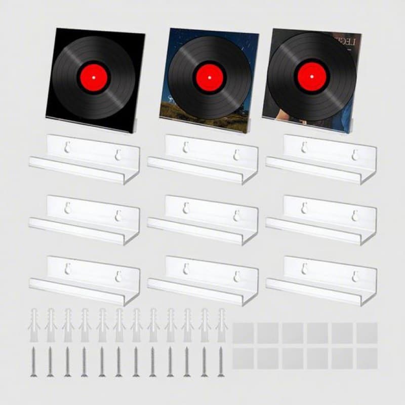 4-Inch Acrylic Record Stand Vinyl CD Magazine Book Display Rack Wall-Mounted Album Display Shelf