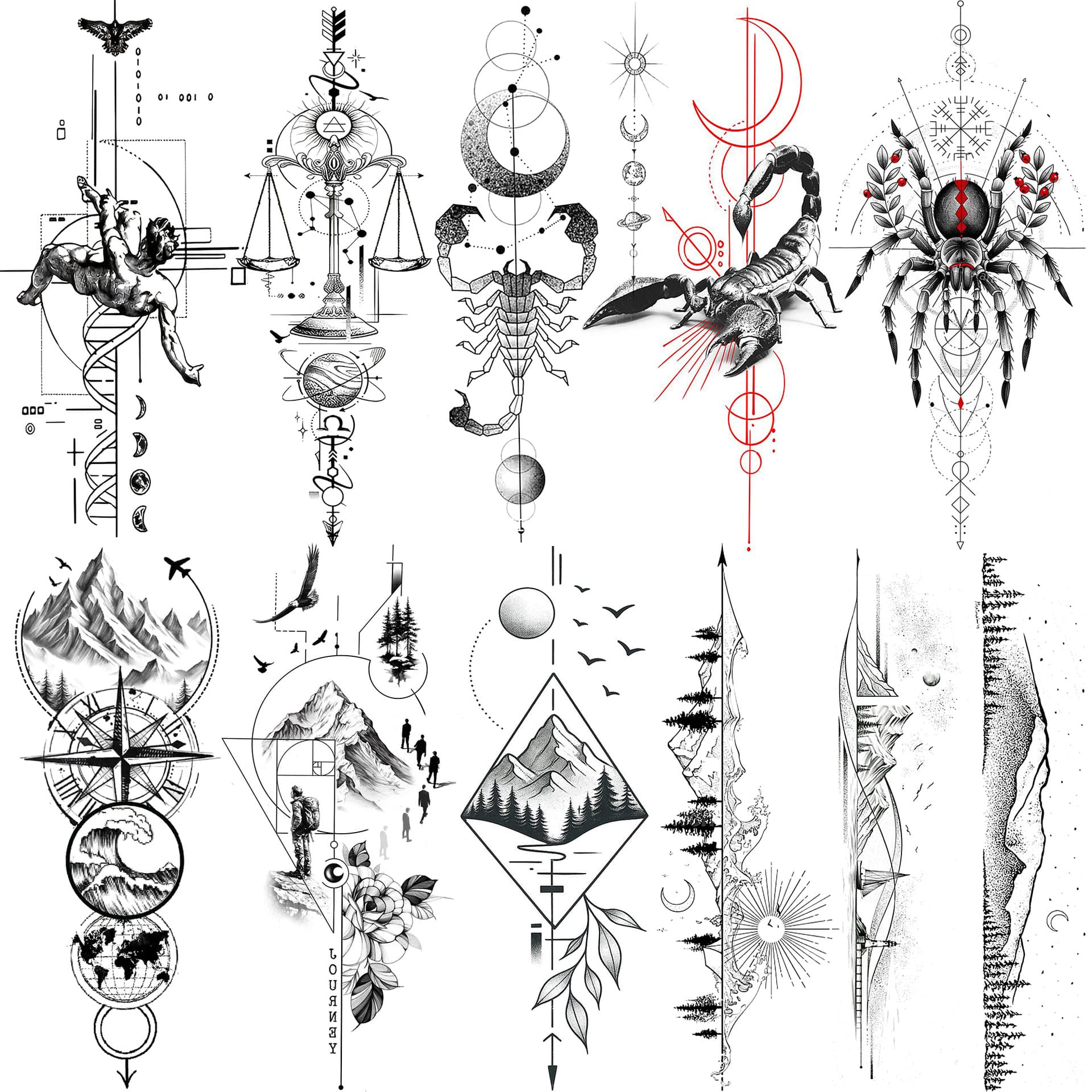 New Cross-Border Geometric Pattern Back Water Transfer Tattoo Sticker for Amazon Europe and America