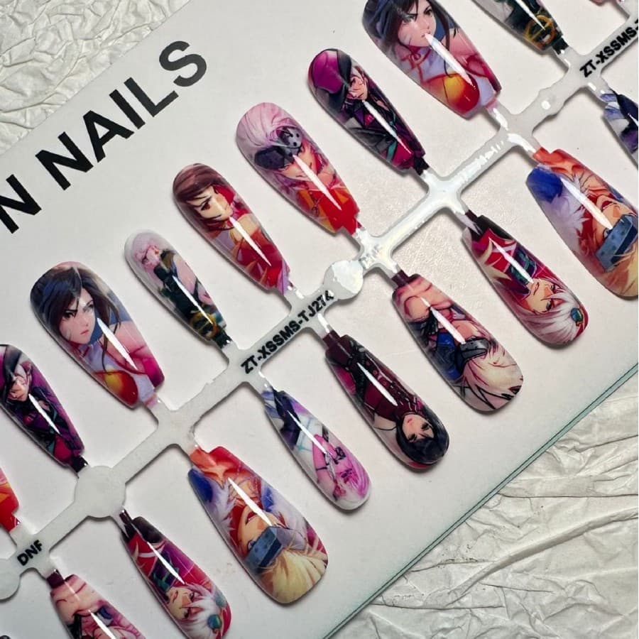 DNF 2D Anime Wearable Nail Tips Game Anime Cartoon High-Definition Pain Nail Art Tempered Coating Surface Factory Wholesale