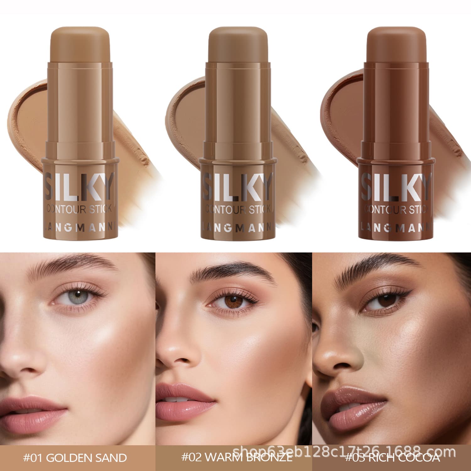 LANGMANNI 3-Color Contour Stick Multi-Function Face Highlighting Amazon Hot Seller for Export