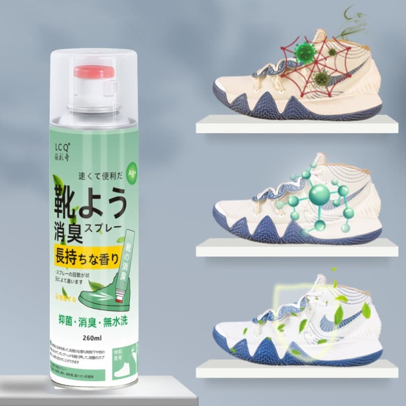 Shoe and Sock Deodorizing Spray with Silver Ions, Peach Scented, Quick-Dry 260ml for Odor Removal and Sterilization