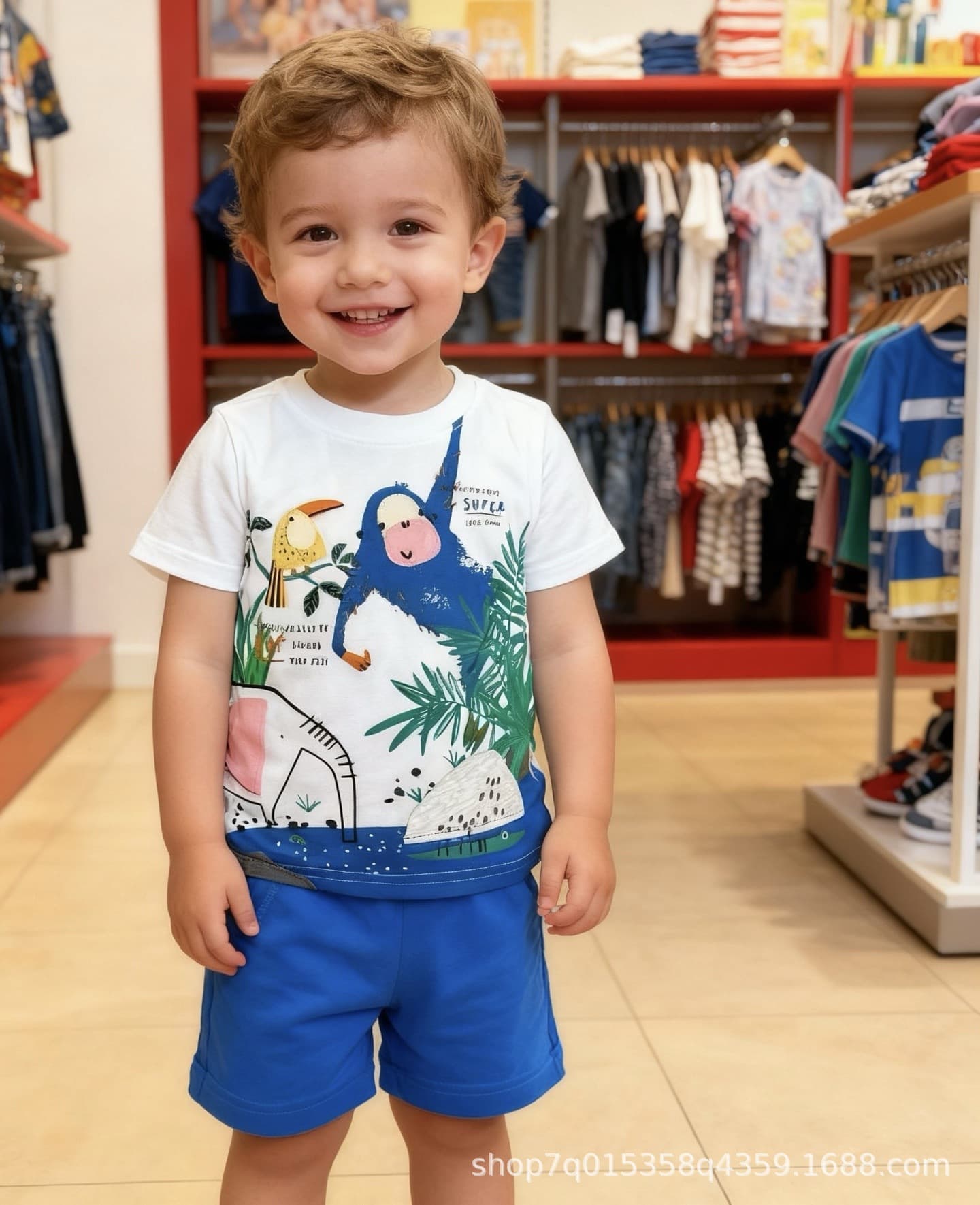 Export Original Stock Short Sleeve Shorts Children's Set Boys Girls Fashion Casual Spring Summer Kids Outfit