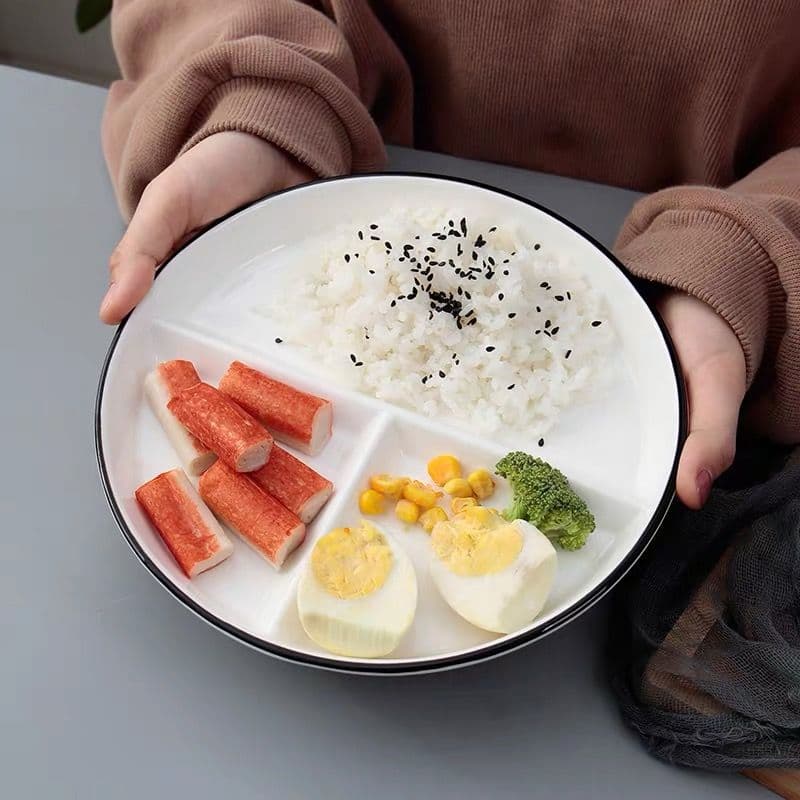 Creative ceramic divided dinner plate baby divided plate personalized fashion simple fast food plate deep plate round rectangular plate