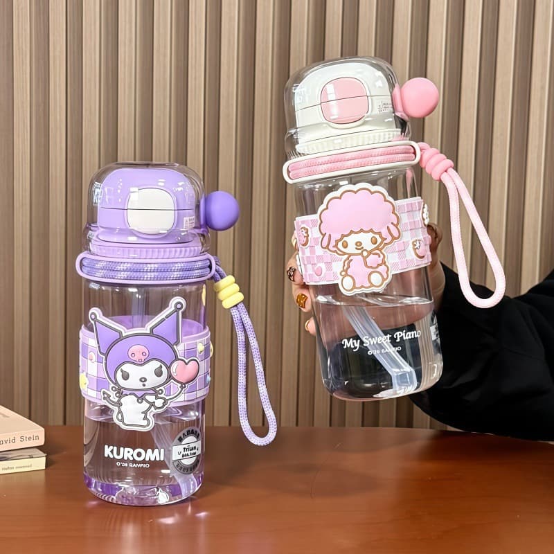 Sanrio children's water cup cute tritan straw cup 2026 new model portable plastic cup for students going to school