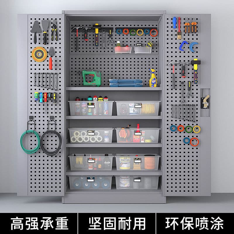 Heavy-Duty Metal Tool Cabinet, Steel Cabinet for Workshop, Factory, Auto Repair, Double Door, Drawer Storage Cabinet