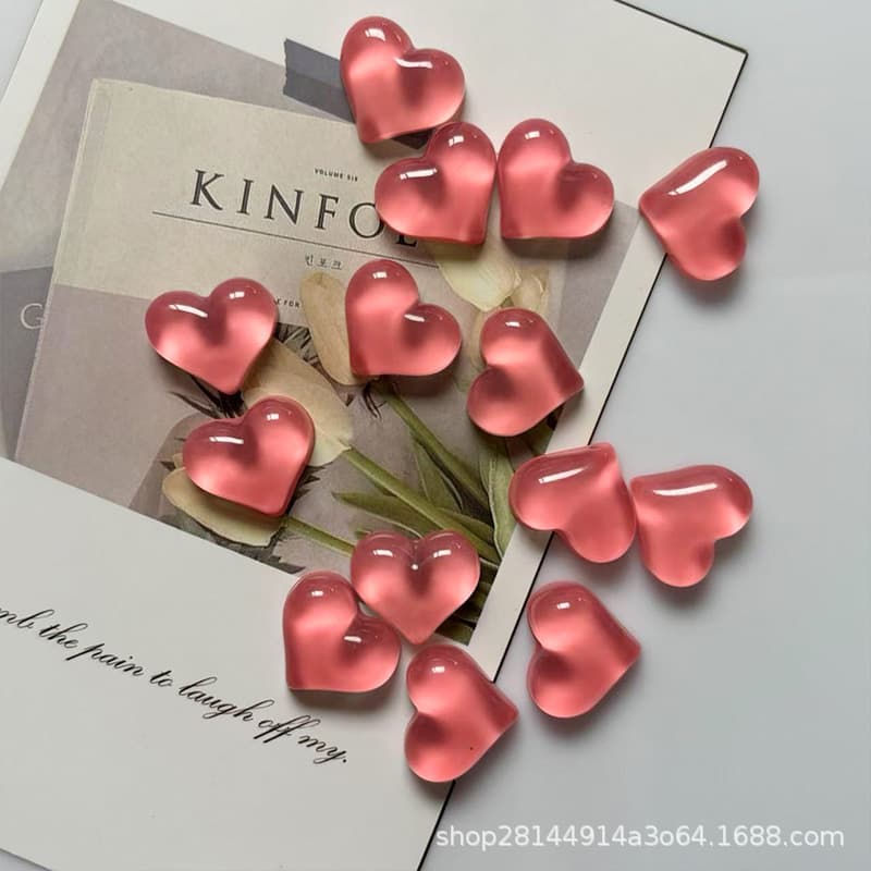New Cross-Border Resin DIY Fridge Magnet Creative Cute Pink Heart Home Kitchen Decorative Magnetic Sticker Wholesale