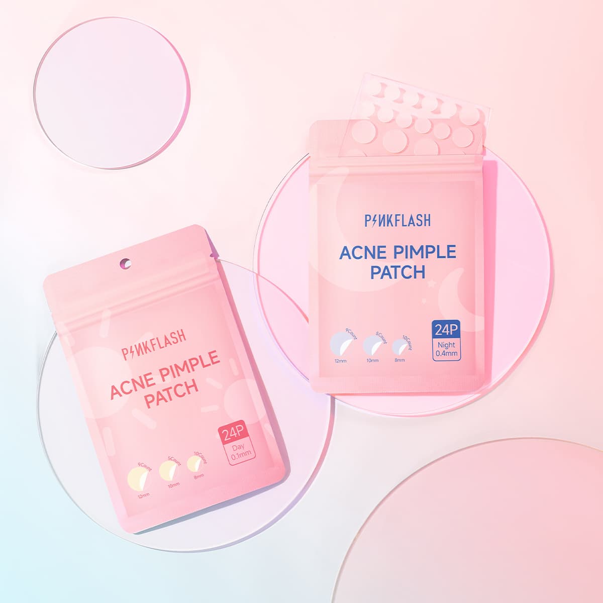 PINKFLASH Day and Night Transparent Acne Patches SC58 Clearance (For Export Purchase Only, Not for Individual Sale)