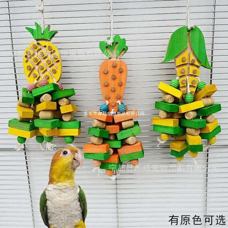 Medium and Large Parrot Chewing Toys, Wooden Teething Strings, Cork Pullers to Relieve Boredom and Decompress Bird Supplies Wholesale