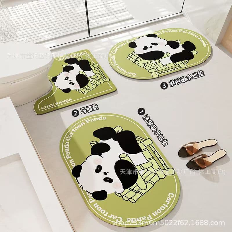 Diatomaceous Earth Bathroom Absorbent Quick-Dry 3-Piece Set Toilet Floor Mat Non-Slip U-Shaped Toilet Mat for Bathroom Doorway
