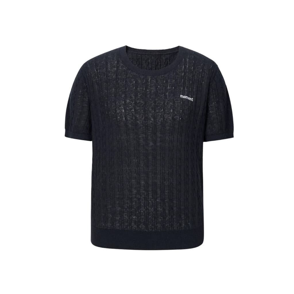 MM MaiMai 2026 Fall New Old Money Style Linen Cable Knit Ribbed Round Neck Short Sleeve Sweater Women 5H7933311