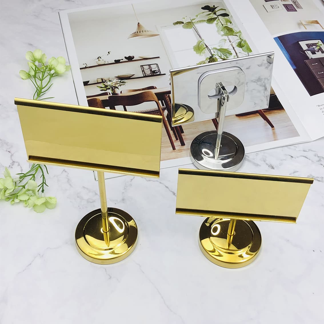 Stainless steel menu stand, wedding place card holder, restaurant table number clip, business card holder, banquet table sign