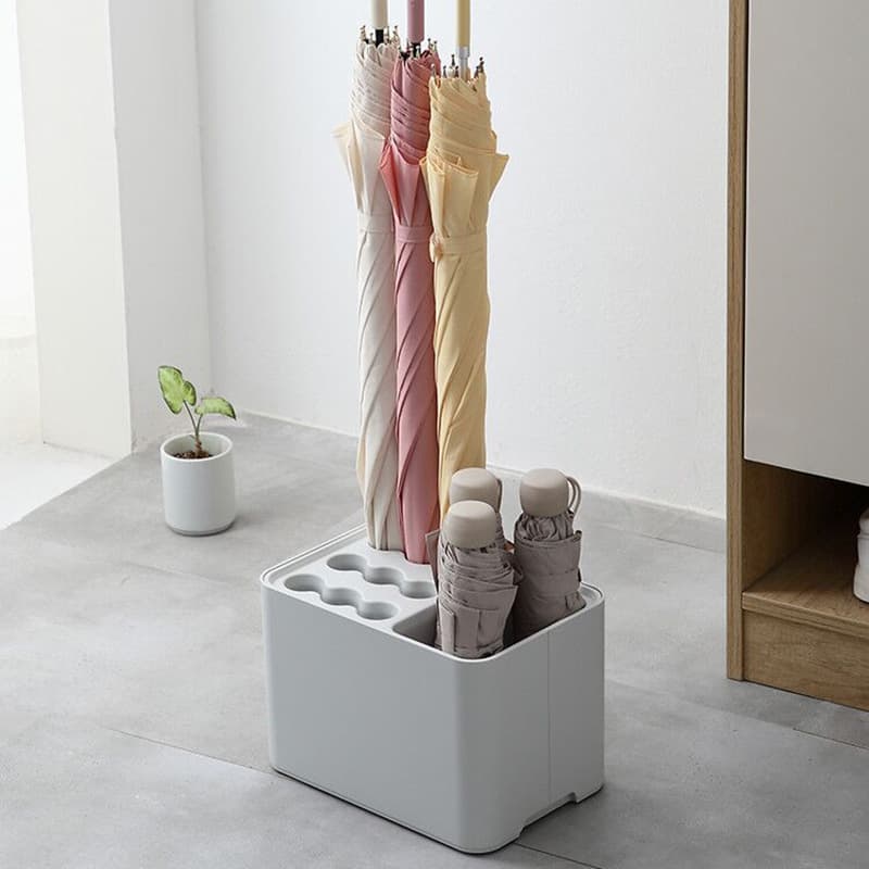 Thickened plastic umbrella stand with drip tray wholesale, household umbrella storage for long and short handles, umbrella bucket container