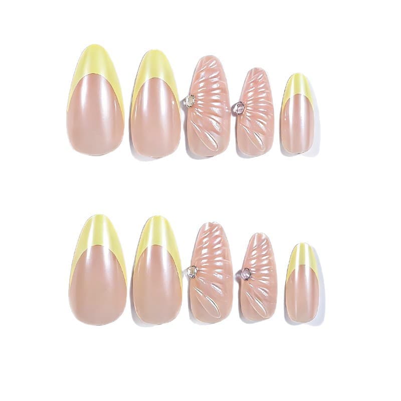 24pcs Export Hot Selling Nail Art Simple Fashion Fresh Pearl French 3D Design Wearable Nails Wholesale
