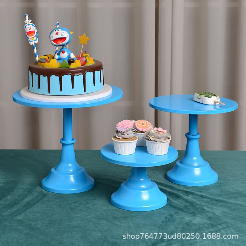 Sky Blue Wrought Iron Dessert Stand Display Rack Cake Tray European-Style Afternoon Tea Pastry Stand Cold Buffet Table Decor