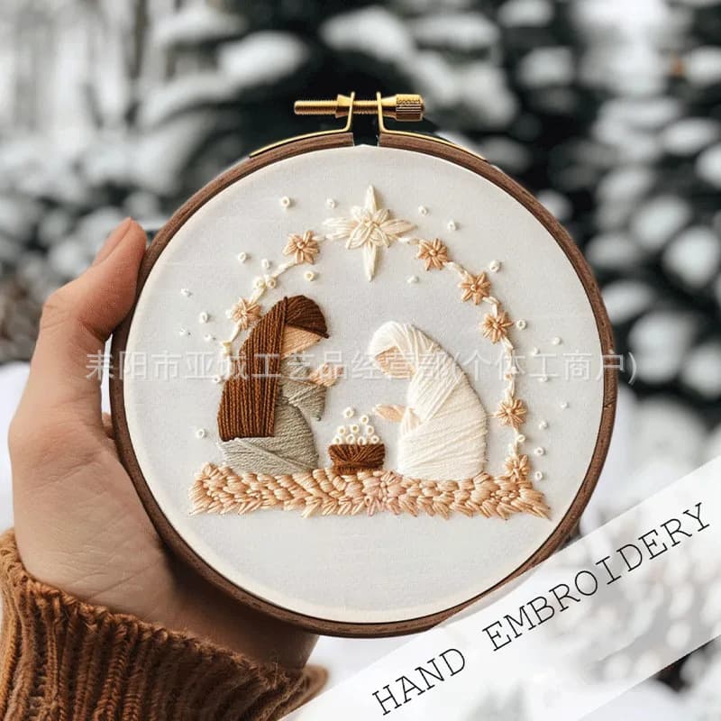 Cross-border New Nativity Series Embroidery, Religious Retro Embroidery DIY Material Kit Set