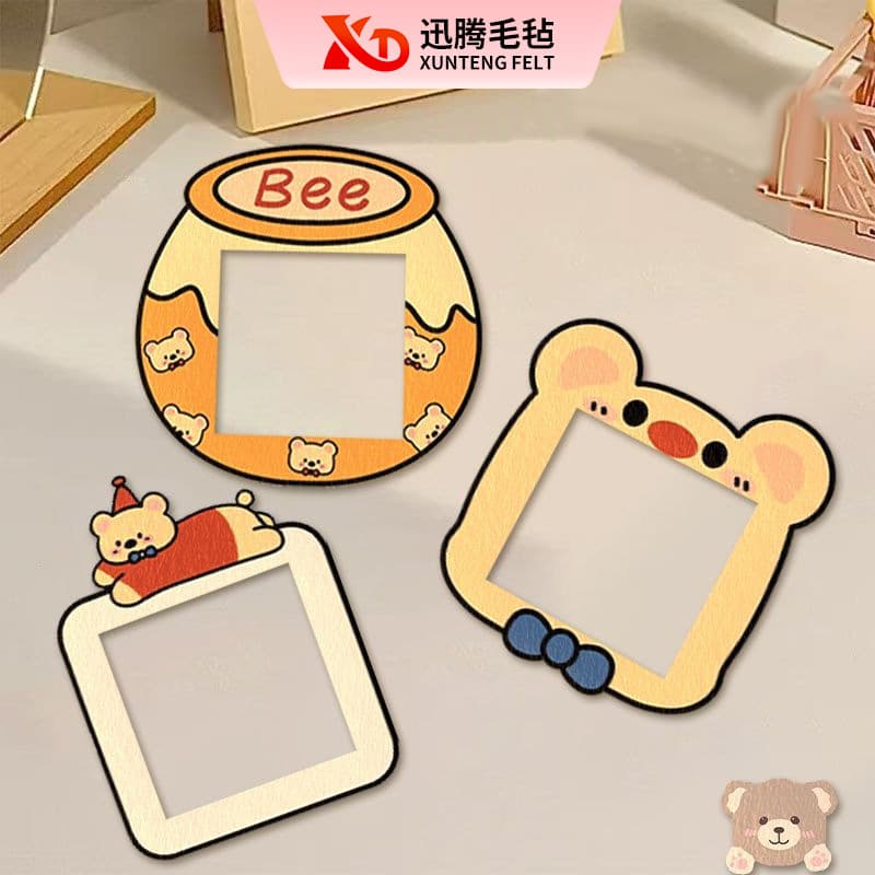 Decorative Felt Switch Frame Cover for Wall Beautification, Wholesale Outlet Panel with Little Yellow Bear Wall Sticker and Felt Switch Sticker
