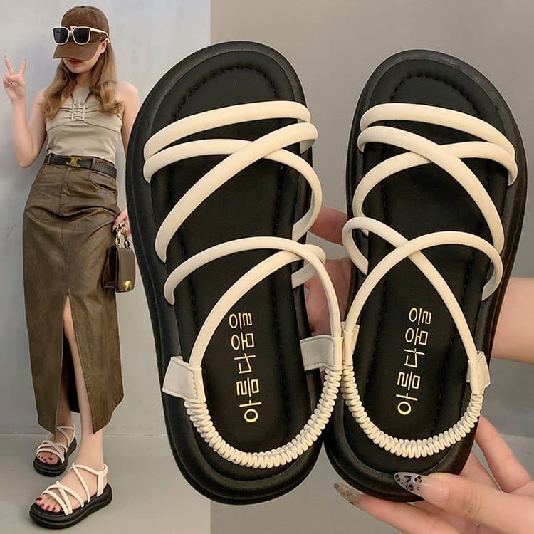 2025 New Summer Outdoor Ultra-Soft Thick-Sole Roman Shoes Casual Flat Sandals with High-End Style for Women