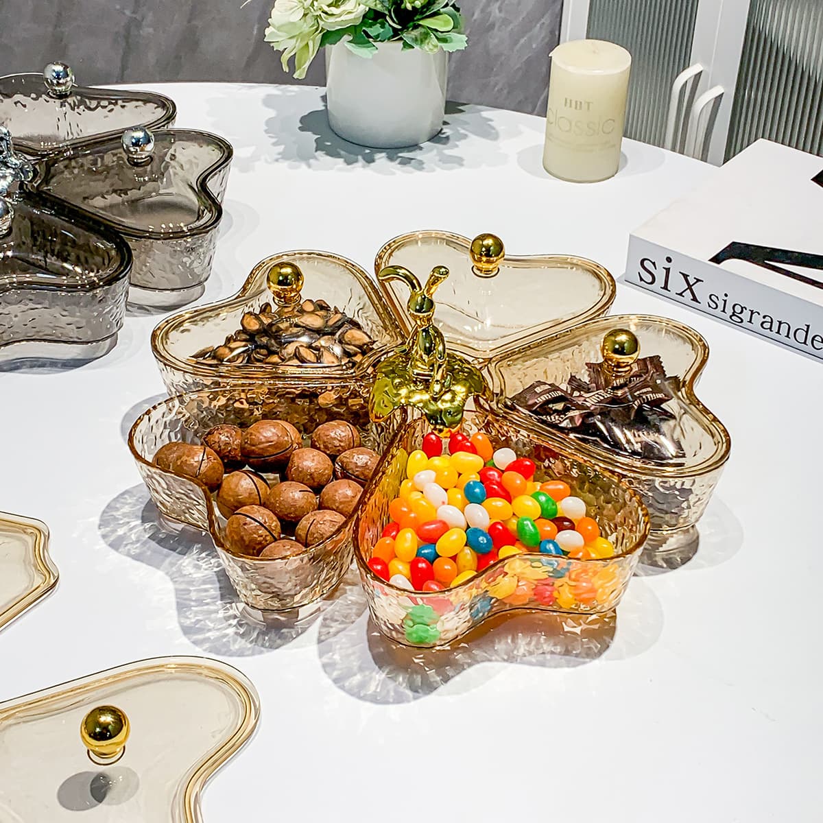 Heart-Shaped Rotating Candy Box, 2023 New Dry Fruit Tray for Home Living Room Snack Storage