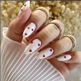 Cross-Border Export Almond Press-On Nails French Heart Print Valentine's Day Removable Nails