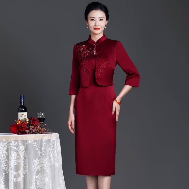 603# New Style Young Mother's Two-Piece Set, High-End Wedding Dress, Mother-in-Law Dress, Wedding Banquet Gift