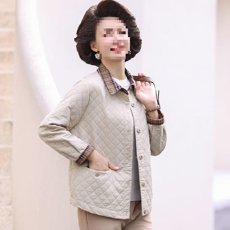 Fashionable and Loose Mid-Age Women's Autumn Windbreaker Jacket, Casual Blazer for Older Ladies