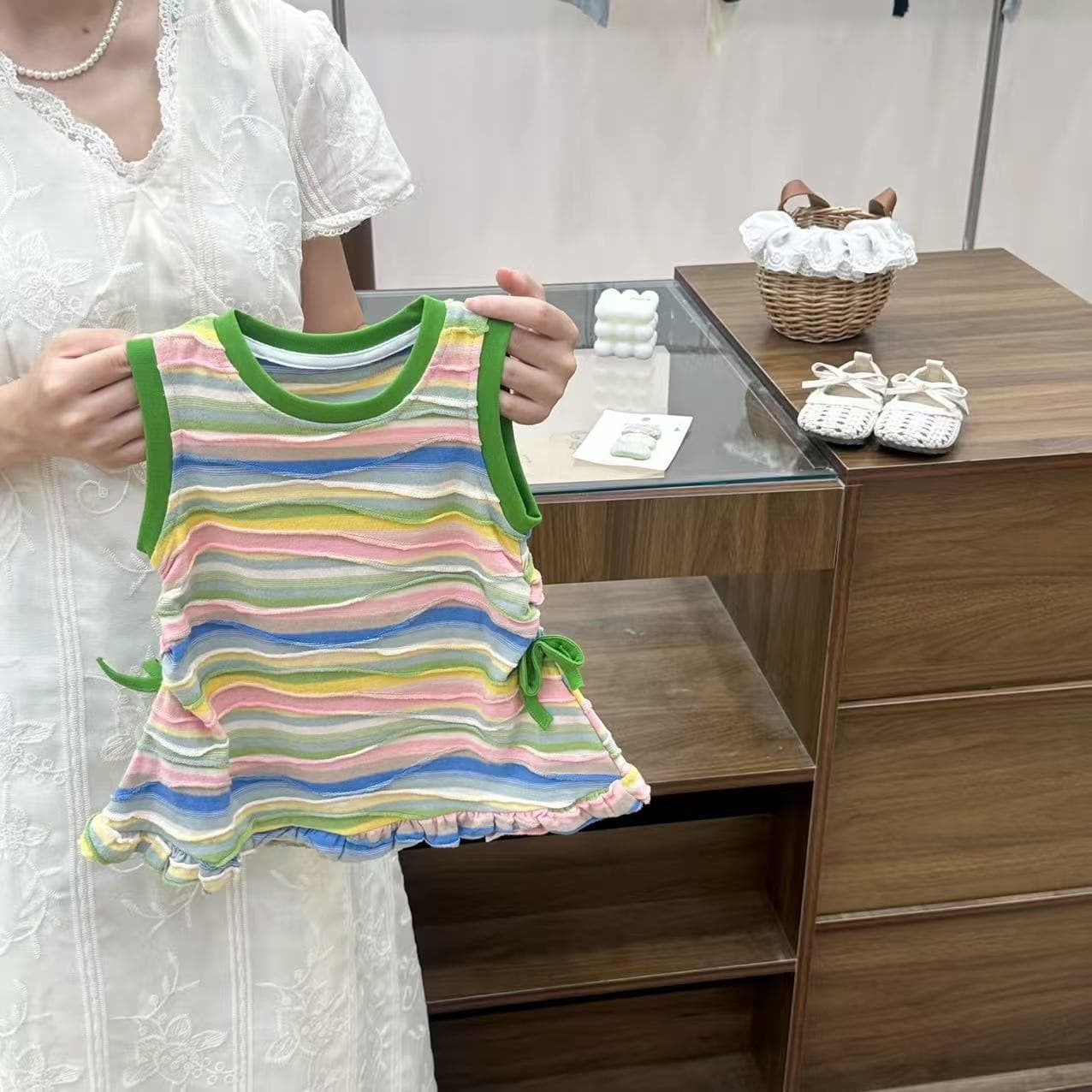 2026 Summer Dopamine Vest Dress Baby Girls' Colorful Striped Dress New Dress Children's Clothing Dress