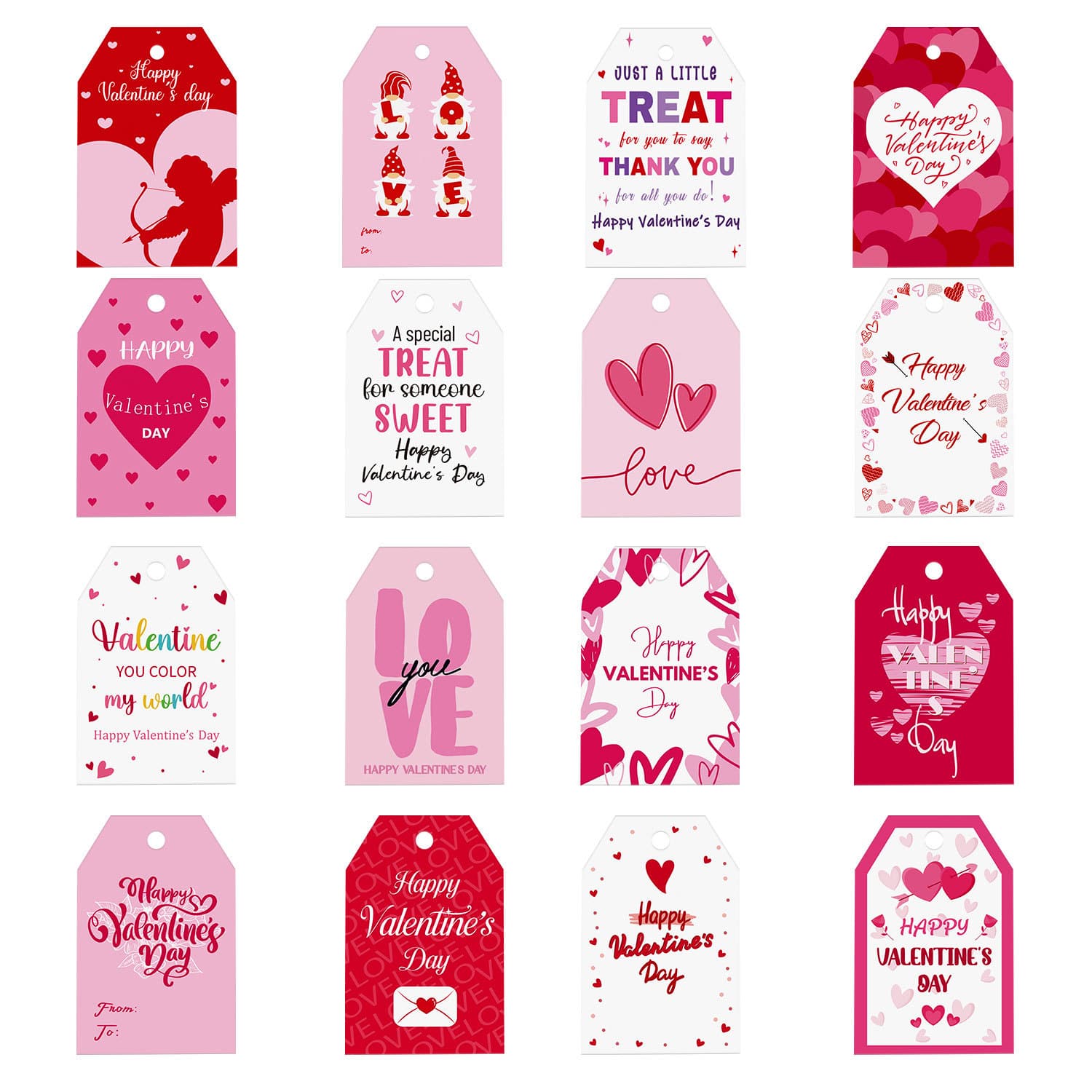 Valentine's Day Gift Decoration Tags 16 Love Cupid Pattern Gift Packaging Tags Party Decoration Materials