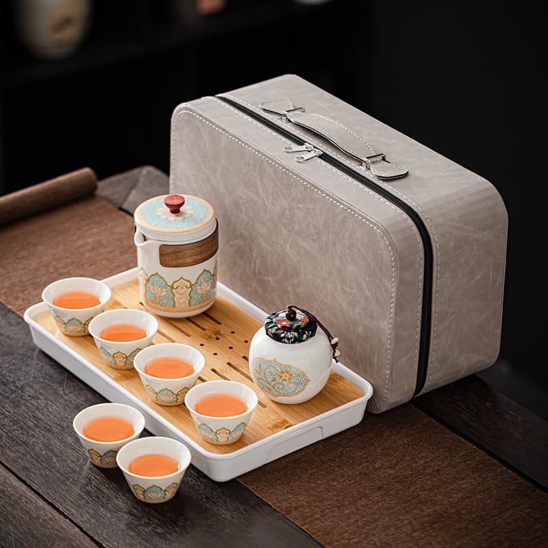 Portable Travel Tea Set Wholesale Outdoor Kung Fu Tea Set Travel Mug Festival Chinese Business Gift Logo