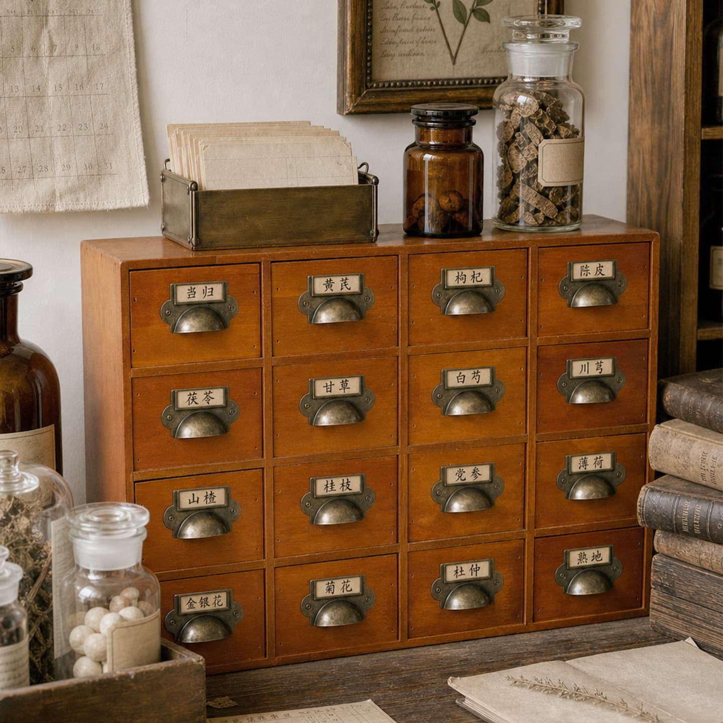 Storage rack desktop sundries retro drawer-type jewelry solid wood wooden traditional Chinese medicine storage jewelry cosmetics storage box
