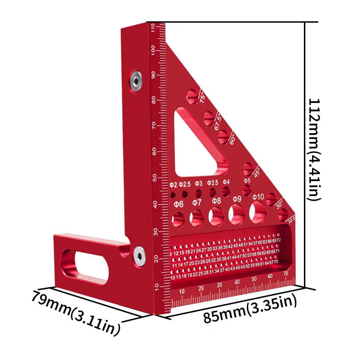 Free Shipping Factory Aluminum Profile Processing 45° 90° Carpenter's Marking Scale, 3D Multi-function Ruler, Hole Triangle Ruler