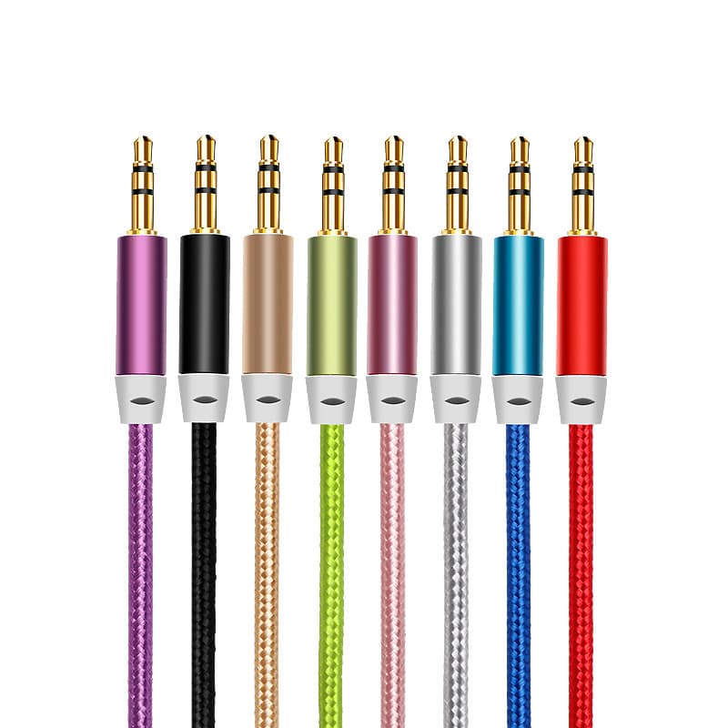 Direct from manufacturer: Braided AUX 3.5mm male-to-male audio cable for car, phone, speaker, and headphone use