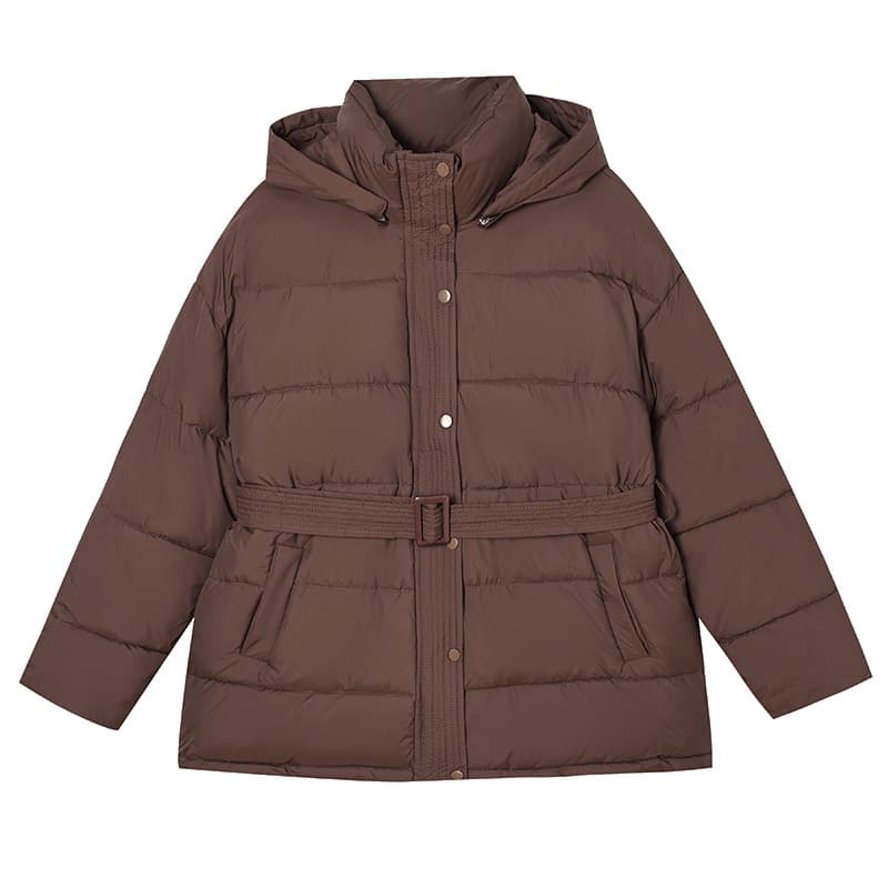 Thickened Quilted Belted Down Cotton Coat Women Korean Loose Winter Jacket 2025 New Style