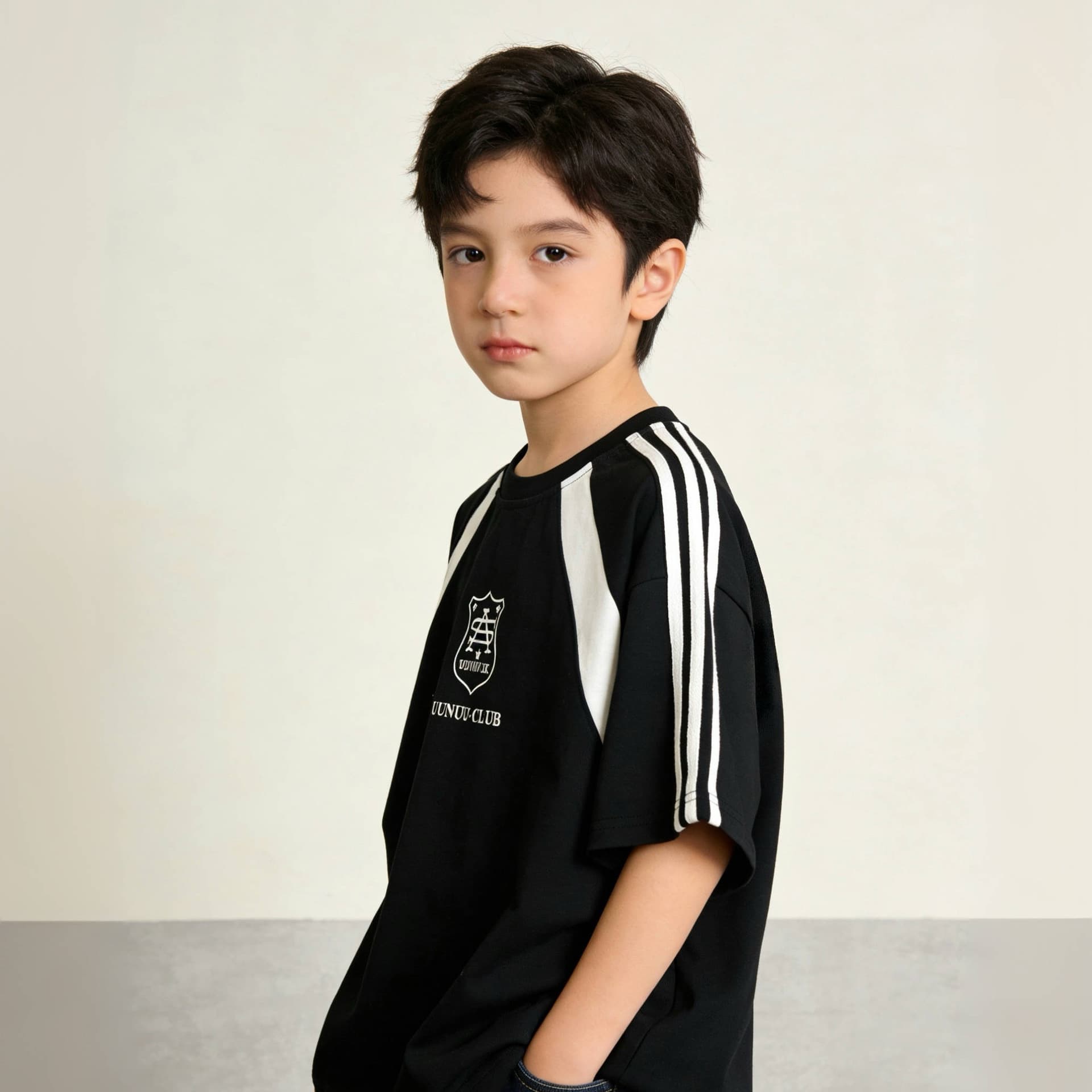 Children's color-blocked short-sleeved summer new children's clothing American trendy boys' printed T-shirts for middle and older children's Western-style round neck T-shirts