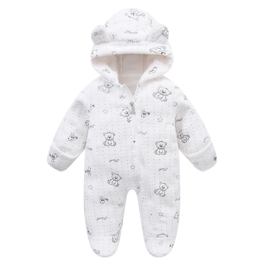 Autumn Winter Baby Romper Suit Fleece Lined Warm Crawling Suit Newborn Clothes Sleepwear Unisex Long Sleeve Zipper Casual Style